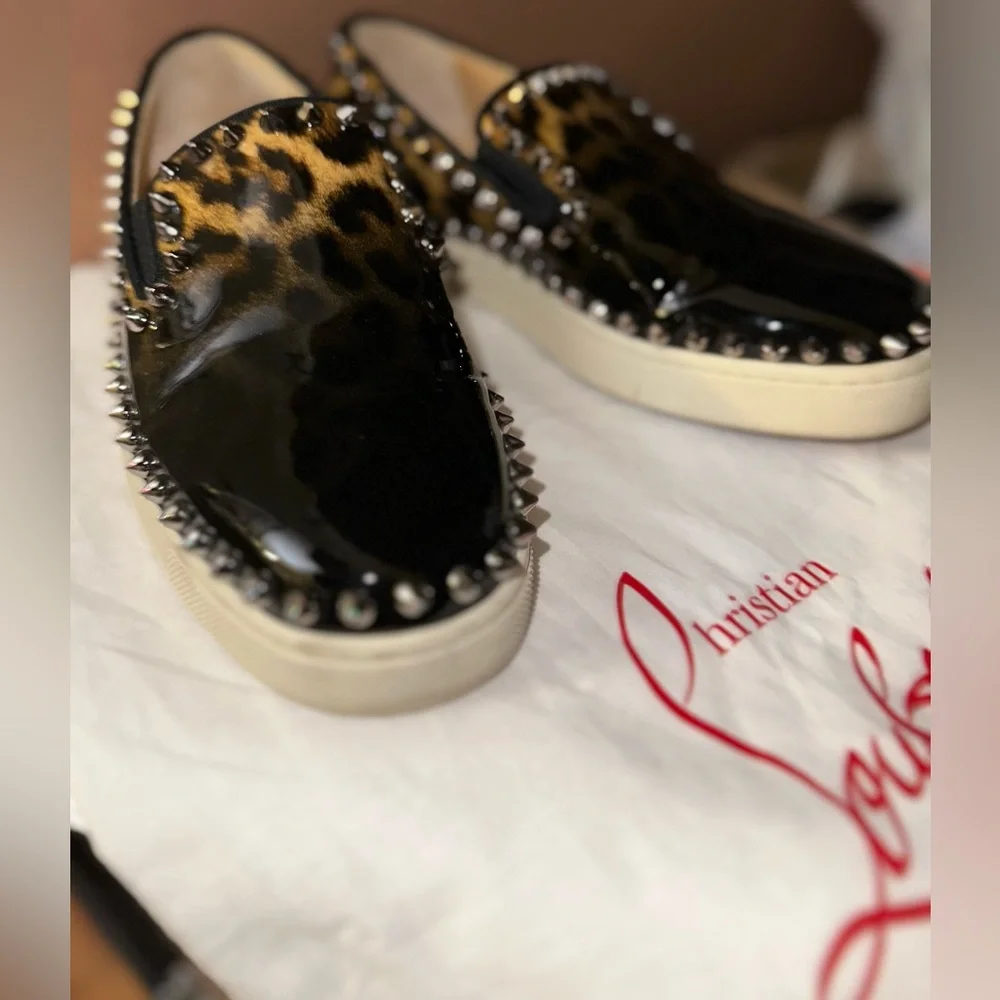 Christian Louboutin Studded Patent Leather Sneakers - Picture 2 of 7